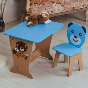 Дитячий стіл! Супер подарунок!Столик парта,рисунок зайчик і стільчик дитячий Ведмежатко.Для малювання, навчання, ігри