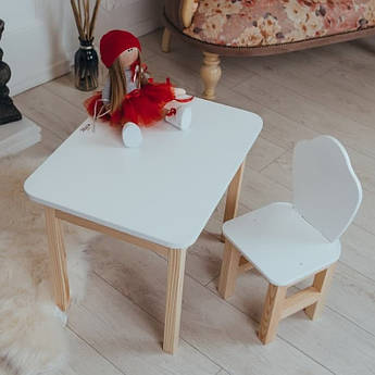Дитячий столик і стільчик білий. Столик із шухлядою білосніжний