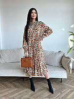 Женское шифоновое платье миди плиссе свободного кроя в расцветках