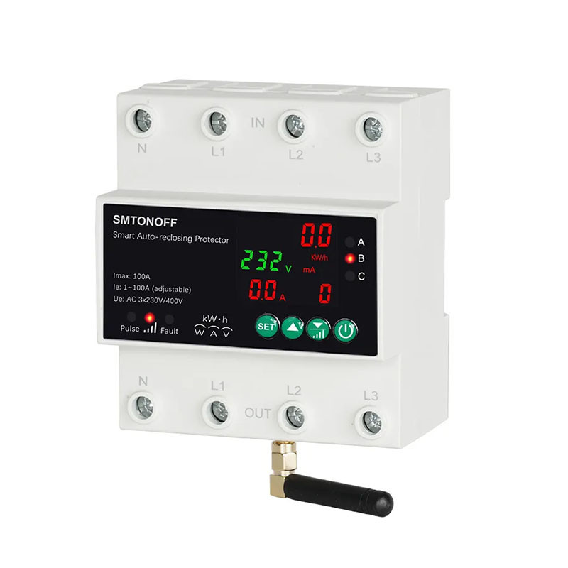 Wi-Fi вимикач з LED-дисплеєм, лічильник, бар'єр, диф ПЗВ автомат захисту TUYA SMT4PU, 2/4 полюси 220-400 В 100 А, фото 1