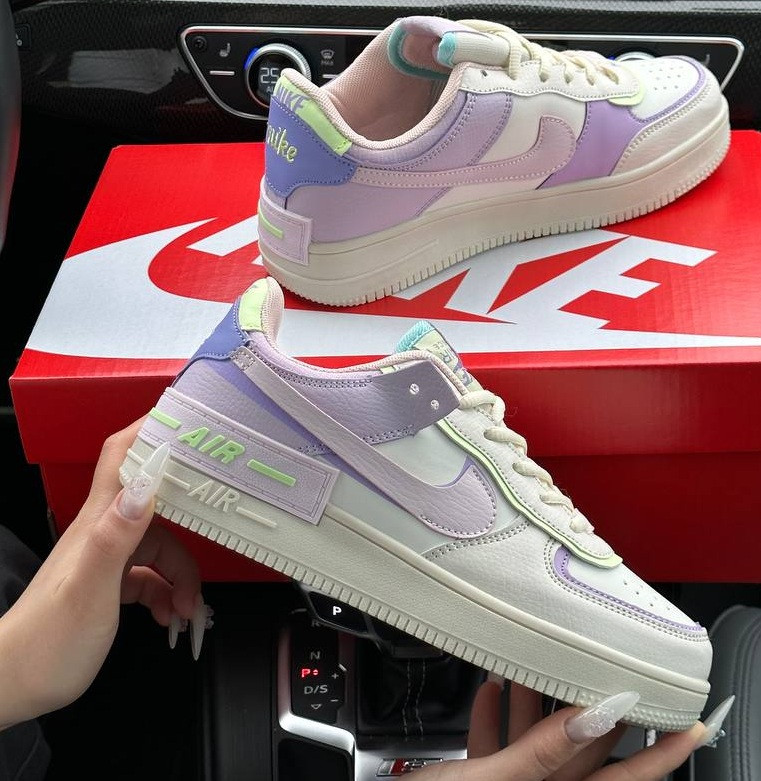 Жіночі кросівки Nike Air Force 1 Shadow демісезонні весна-осінь низькі (Beige Violet). Живе фото, фото 1