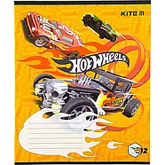 Зошит шкільний Kite Hot Wheels 12 аркушів (у косу лінію) HW22-235, фото 4