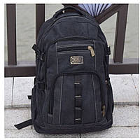 Брезентовый(джинсовый) городской туристический рюкзак на 30 л , чёрный