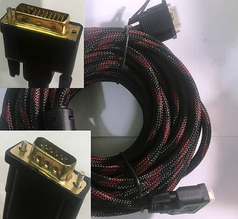 Відео кабель VGA/DVI 2 ферит. 10 м, фото 2