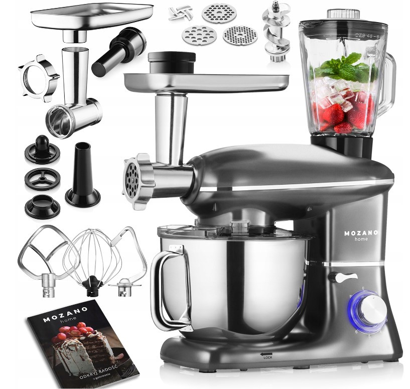 Кухонний комбайн Mozano Kitchen Assistent ROB-02 Silver 3в1 (блендер, м'ясорубка, 2300 Вт, Польща)