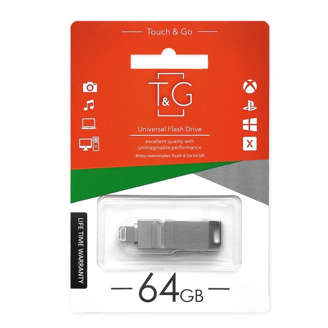 Флеш-накопичувач USB 3.0 + Lightning 64GB T&G металева