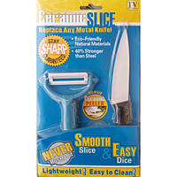 Нож керамический плюс овощерезка кухонные керамические 2 в 1 Ceramic Slice TV Shop
