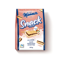 Вафли Manner Snack Minis с молочно-ореховым кремом, 300 г, 10 шт/ящ