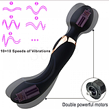 Вагінально кліторальний вібростимулятор масажер, двобічний вібратор мікрофон від USB, інтимні іграшки, фото 5