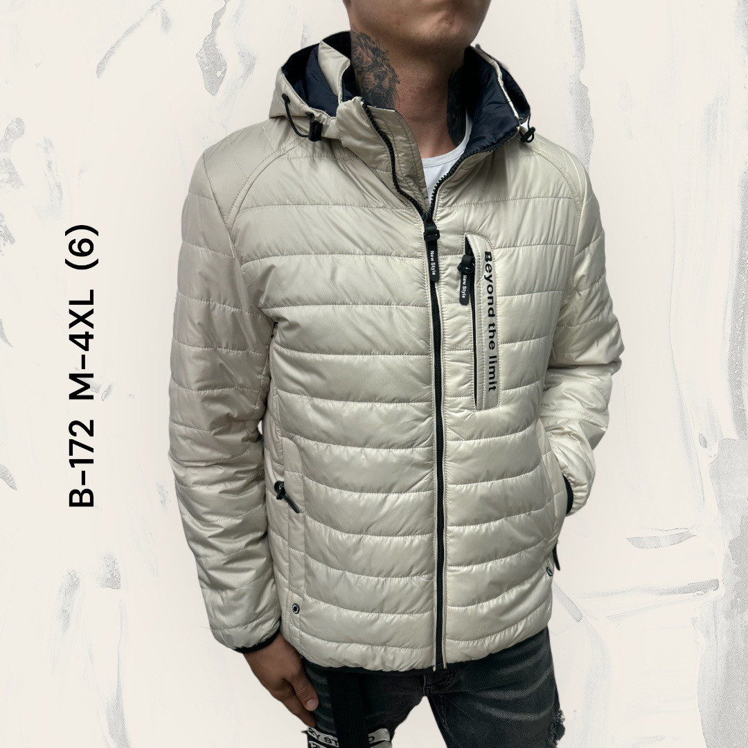 Куртка демісезонна чоловіча стьогана капюшон 48 світла, фото 1