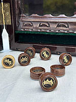 Фішки для гри нарди дерев'яні 26×12мм шкіряна вставка, фото 5