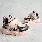 Кросівки, кеди на ліпучці світні рожеві для дівчинки устілка шкіряна із супінатором Розмір 17-22, фото 3