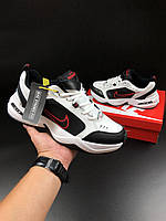 Мужские кроссовки Nike Air Monarch (белые с чёрным и красным) спортивные деми кроссы В11681