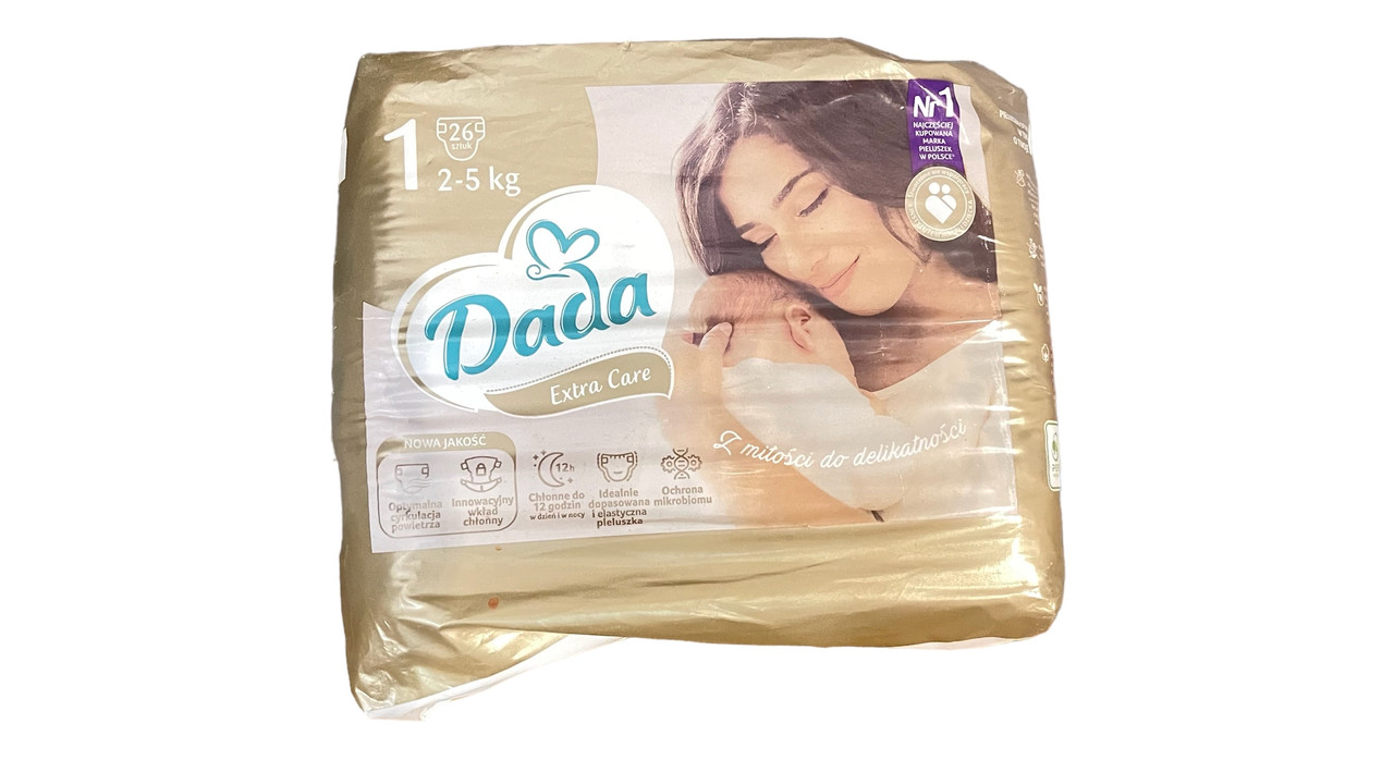 Подгузники памперсы для новорожденных Dada Extra Care Gоld детские 1 Newborn (2-5 килограмм) 23 штуки Дада - фото 1 - id-p1921663505