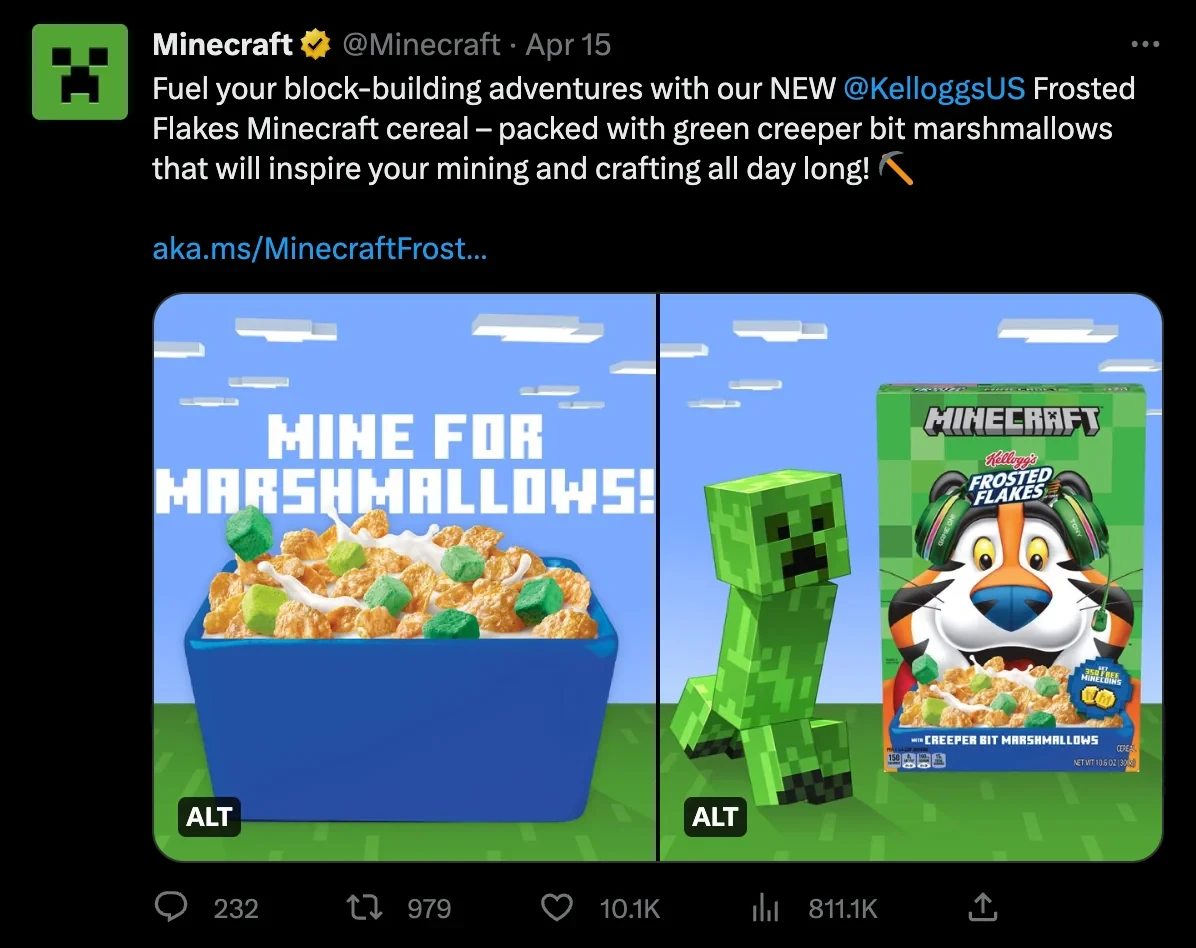 Купити Сухий сніданок Kelloggs Cereal Minecraft Frosted Flakes Creeper