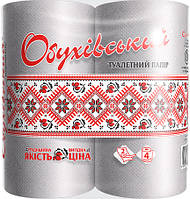 Туалетная бумага Обуховская 130 отрывов 2 слоя 4 рулона Серая