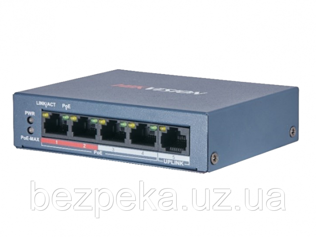 DS-3E0105P-E/M(B) 4-портовий POE комутатор Hikvision