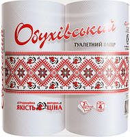 Туалетная бумага Обуховская 120 отрывов 2 слоя 4 рулона Белая