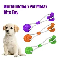 Інтерактивна іграшка для собак і кішок канат на присосці з м'ячем Pet molar toys Интерактивная іграшка для соба, фото 2