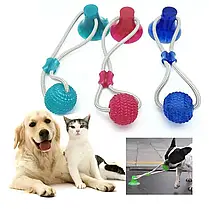 Інтерактивна іграшка для собак і кішок канат на присосці з м'ячем Pet molar toys Интерактивная іграшка для соба, фото 3