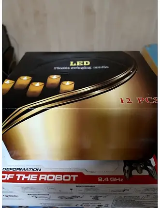 Свічка світлодіодна LED plastic swing candle 12 шт. колір білий + малюнок, фото 2