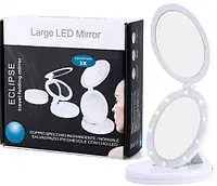 Косметическое зеркало Large LED Mirror W0-29 с LED подсветкой, круглое, складное, 5X, LED зеркало