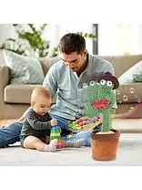 Інтерактивний танцюючий Ковбой кактус Dancing Cactus з підсвічуванням співає 120 пісень для TikTok Зелений, фото 3