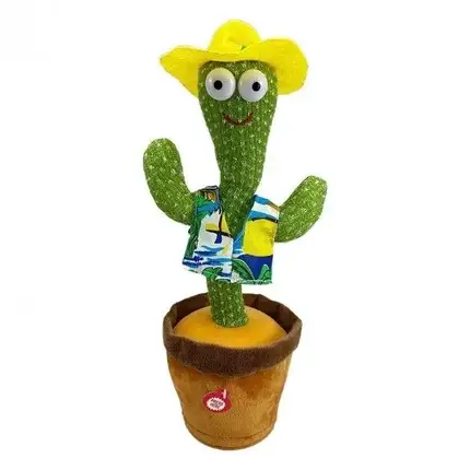Танцюючий кактус в одязі, музична іграшка, Dancing Cactus повторює звуки навколо, кактус у вазоні 32 см З, фото 2