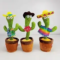 Танцюючий кактус в одязі, музична іграшка, Dancing Cactus повторює звуки навколо, кактус у вазоні 32 см З, фото 3