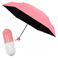 Мини зонт Capsule Umbrella складной механический в футляре розовая