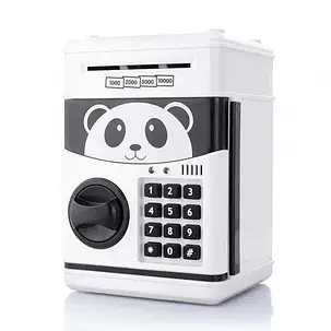 Скарбничка сейф NUMBER BANK PANDA EL 510-1 Іграшка дитяча з кодовим замком Панда Чорно-біла, фото 2