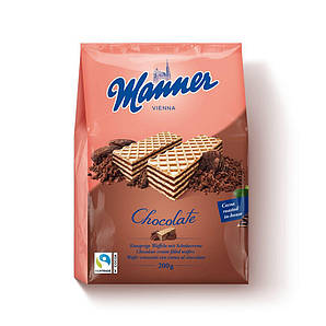 Вафлі Manner Chocolate з шоколадним кремом, 200 г, 12 шт/ящ