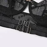 Чорна білизна трусики, пояс з підтяжками, ліфчик з кісточками, багети, фото 9