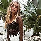 Жіноче мереживне боді з довгими рукавами, фото 4