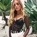 Жіноче мереживне боді з довгими рукавами, фото 5