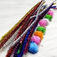 Дріт синький, блискучий 30 см різнобарвний, Різнобарвні гнучкі палички, Синький дріт 50 шт.