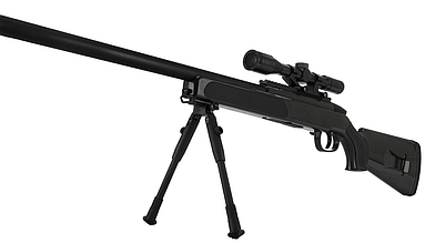 Гвинтівка снайперська з триногою стріляє з прицілом пластиковими кулями колір чорний 110 см