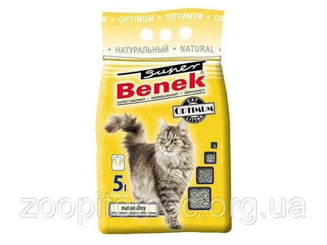 Бентонітовий наповнювач Optimum Супер Бінек (Benek) 5 л 4 кг без аромату Бентонітовий наповнювач Супер Бінек без аромату в упаковці