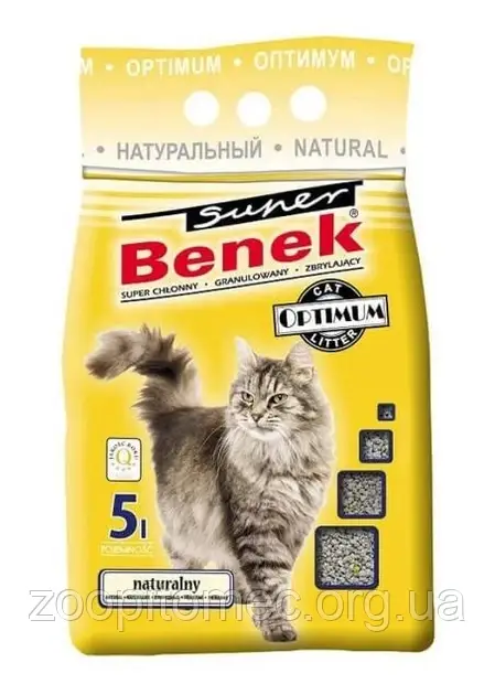 Бентонітовий наповнювач Optimum Супер Бінек (Benek) 5 л 4 кг без аромату, фото 1