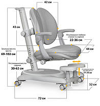 Дитяче комп'ютерне крісло для школярів з підлокітниками | Mealux Ortoback Duo, фото 3