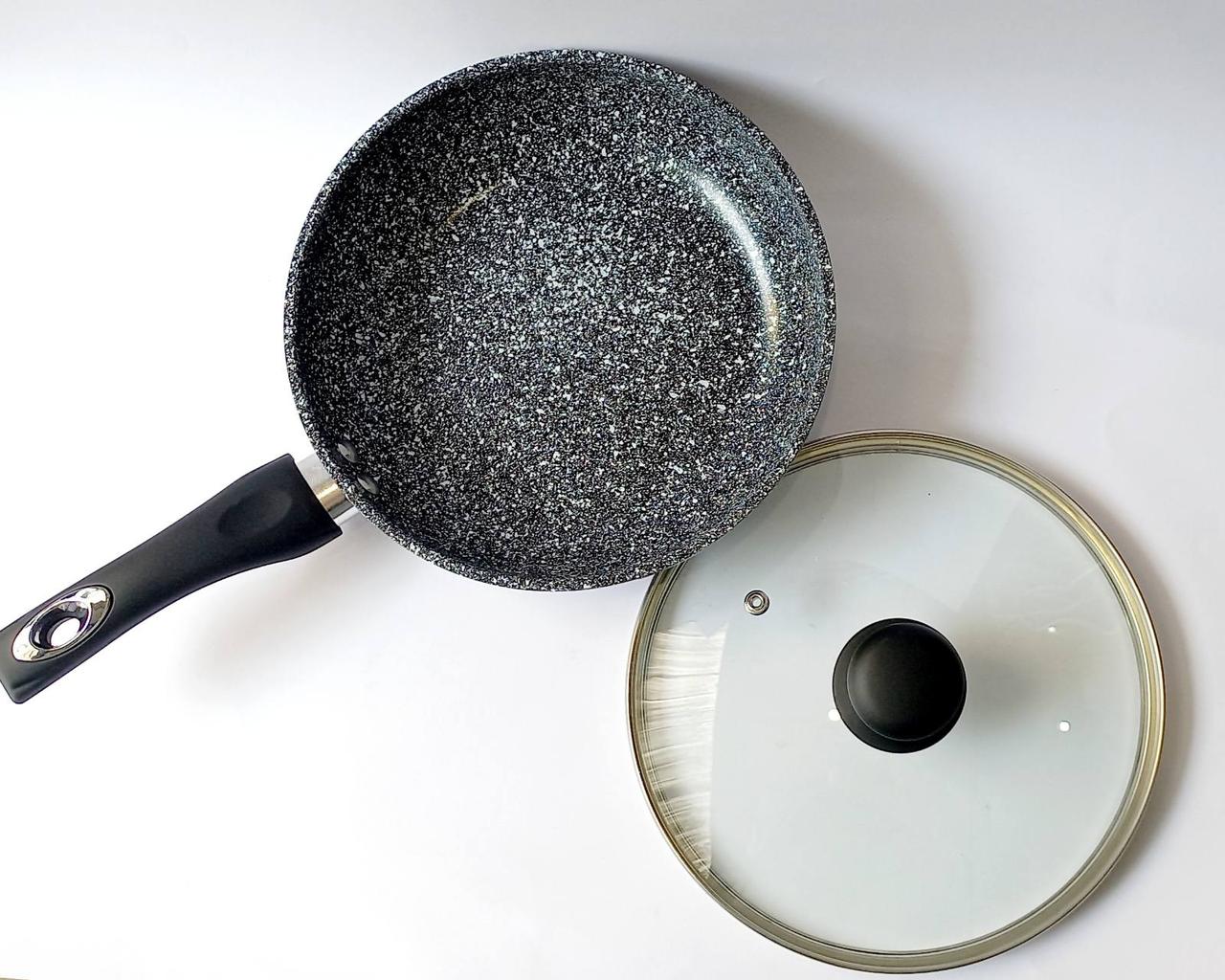 Сковорода класична з кришкою 22 см Benson з гранітним покриттям BN-514, фото 1