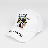 Чоловіча кепка "Balenciaga" з Сімпсонами білого кольору,бейсболка для хлопця / унісекс стильна модна дизайнерська