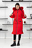 Яскрава червона куртка жіноча зимова з хутром песця. Безкоштовна доставка, фото 2