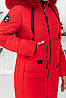 Яскрава червона куртка жіноча зимова з хутром песця. Безкоштовна доставка, фото 5
