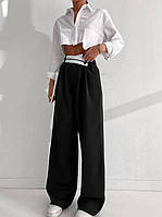 Женские трендовые базовые брюки штаны палаццо с корсажем однотонные ассимитричные Арт. 346А330