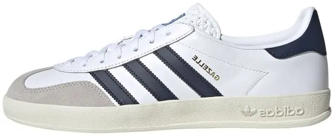 Adidas gazelle leather trainers white/navy hot sale