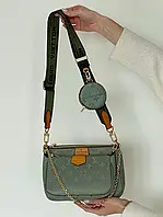 Женская кожаная сумка через плечо Louis Vuitton хаки, стильная сумка, премиум качество
