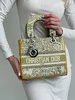 Женская текстильная сумка через плече Dior желтая, стильная сумка, модная сумка диор