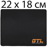 Коврик для мыши игровой GTL Gaming 220x180х2 мм, черный, маленький размер S, геймерский для мышки