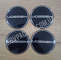 Наклейки для ковпачків на диски Vossen чорні 60 мм.